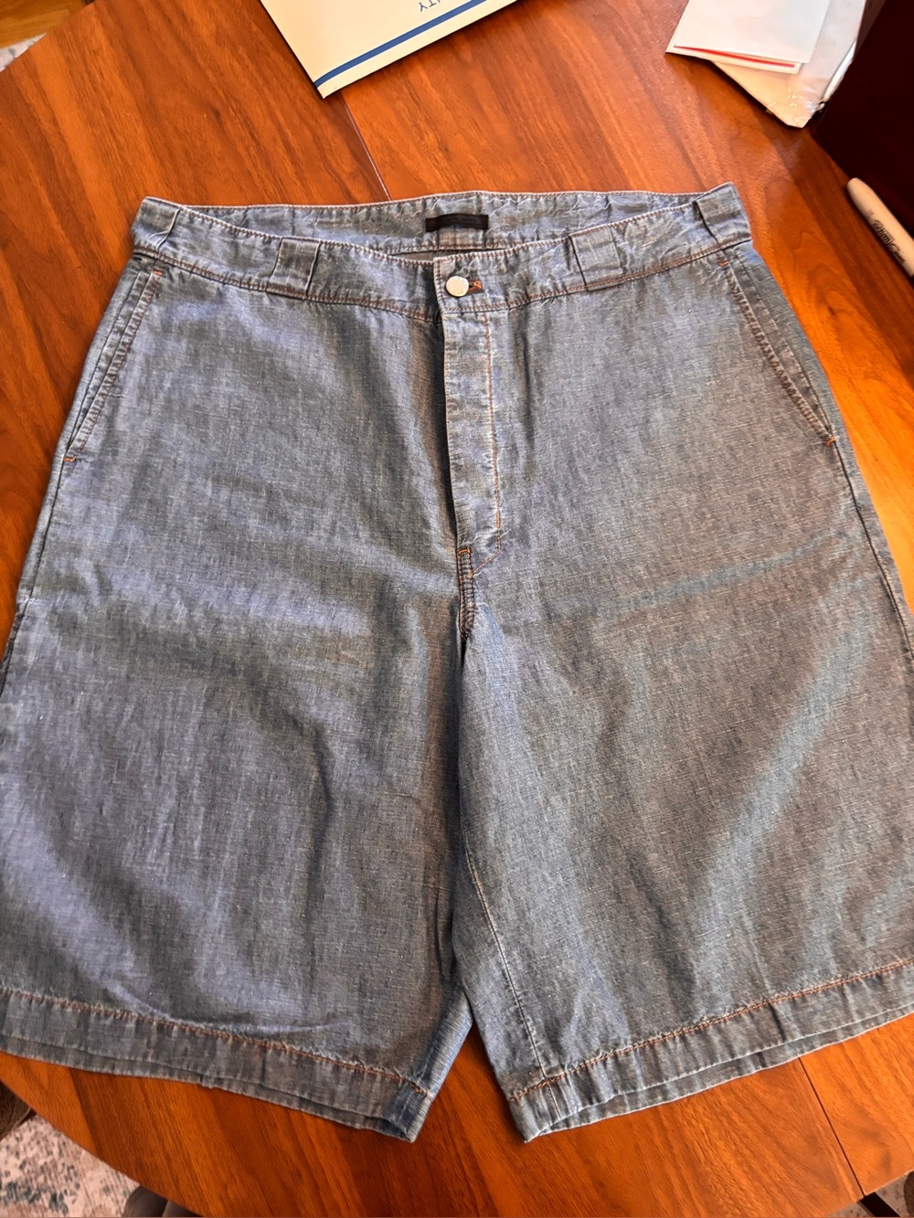 Prada Men's Light Denim Bermuda Shorts — Pale Blue